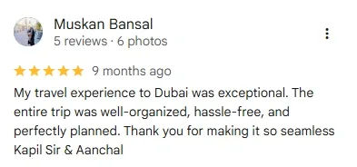 Google review from Muskan Bansal